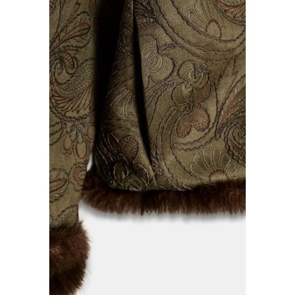 ZARA EMBROIDERED DOUBLE-FACED JACKET - Picture 10 of 10